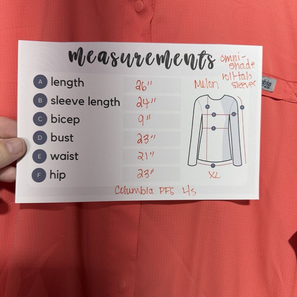 Columbia PFG Button-Up Shirt Women’s Size XL Omni-Shade Long Sleeve Melon Color - Picture 9 of 9